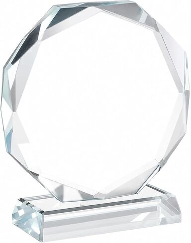 Hemoton Blank Crystal Trophy Award, Clear Glass Octagon Award Trophy Desktop Decor, Custom Plaque for Personalized Engraving, Employee Appreciation Gift for Corporate, Years of Service, Leadership in Kuwait