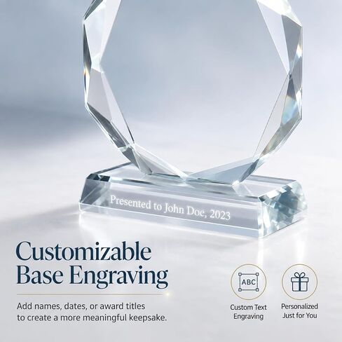 Hemoton Blank Crystal Trophy Award, Clear Glass Octagon Award Trophy Desktop Decor, Custom Plaque for Personalized Engraving, Employee Appreciation Gift for Corporate, Years of Service, Leadership in Kuwait