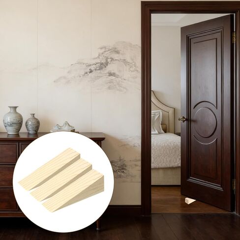 6 PCS Wood Wedge Door Wedge Stopper Wooden Shims Non Slip Triangle Firefighter Wedges Security Door Stopper Fit for Bottom of Doors on Tile, Concrete, Carpet, Wooden Floor, Solid Block in Kuwait