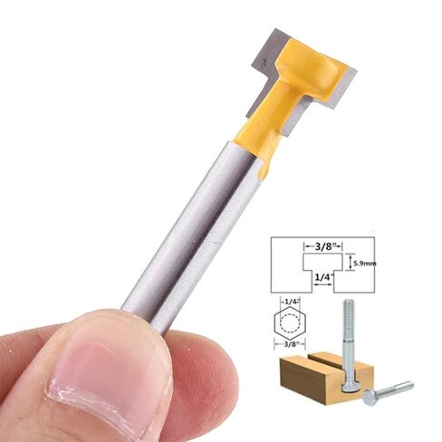 Cosiki 2 Pack Cemented Carbide T Slot Cutter Router Bits, Cutting Tool for Wood Slotting, 1/4 Inch Shank Bits for Pine Wood and Thin Boards in Kuwait