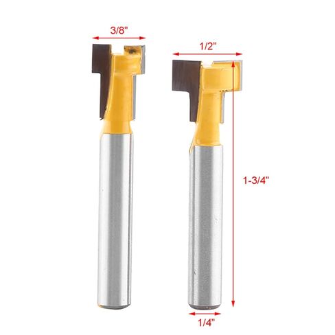 Cosiki 2 Pack Cemented Carbide T Slot Cutter Router Bits, Cutting Tool for Wood Slotting, 1/4 Inch Shank Bits for Pine Wood and Thin Boards in Kuwait