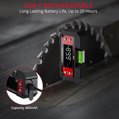 BINTA Digital Angle Finder Dual Axis Level Box 4×90° X-axis ±60° Y-axis قاعدة مغناطيسية قوية شاشة LED نوع C مقياس ميل قابل لإعادة الشحن مع عقد بيانات لبناء الأعمال الخشبية منشار طاولة DIY in Kuwait