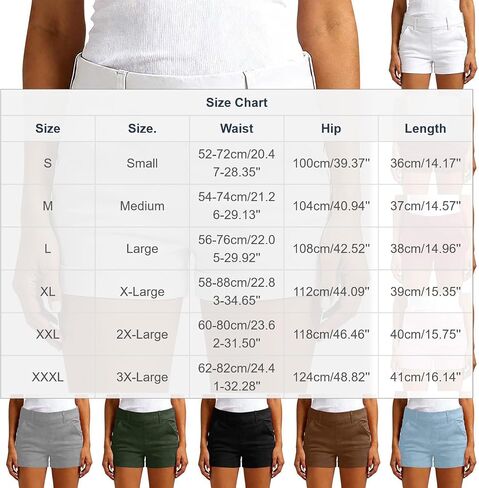 Womens Summer High Waisted Cuffed Shorts Elastic Waistband Slim Hiking Shorts with Pockets in Kuwait
