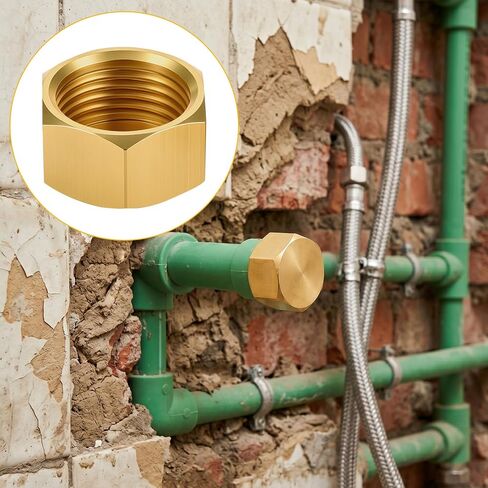 غطاء أنبوب نحاسي مقاس 3/8 بوصة NPT مع حشية مطاطية، 6 قطع من أغطية تركيب الأنابيب ذات الرأس السداسي، غطاء صمام إيقاف توصيل الأنابيب الأنثوية، أغطية نهاية خط الغاز، تجهيزات السباكة لخط المياه لإغلاق الأنابيب in Kuwait
