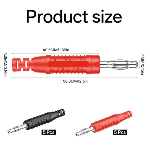 10PCS 4mm Banana Plug, Banana Plugs Solder Connectors Adapters for Multimeter Test Leads Probes in Kuwait