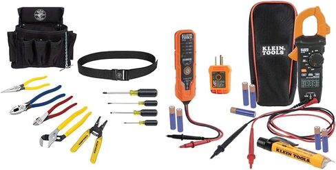 Klein Tools Apprentice Electrician Tool Kit Bundle with Voltage Testers | 11-Piece Tool Set + Electrical Test Kit + Accessories in Kuwait