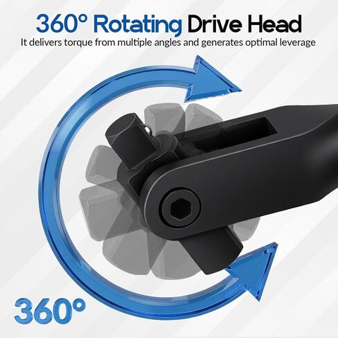 16-Inch Dual Drive Breaker Bar, 3/8" and 1/2" Drive, 360° Rotatable Head with Spring-Loaded Detent Ball in Kuwait