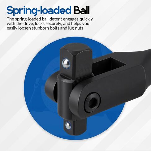 16-Inch Dual Drive Breaker Bar, 3/8" and 1/2" Drive, 360° Rotatable Head with Spring-Loaded Detent Ball in Kuwait
