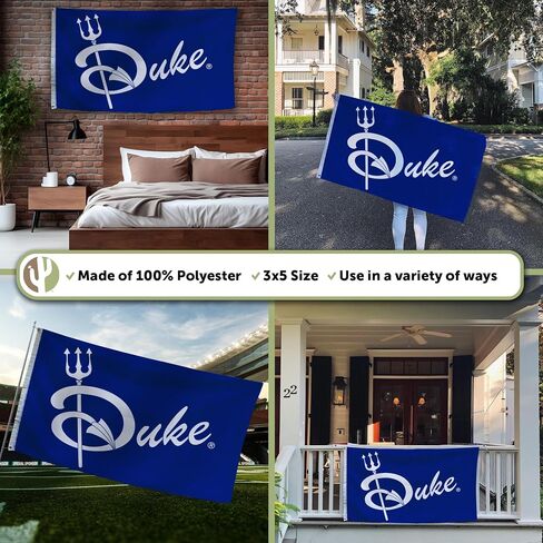 علم جامعة Desert Cactus Duke - لافتة الشياطين الزرقاء DU Duke مقاس 3 × 5 أقدام، قماش متين للاستخدام الداخلي/الخارجي، تصميم بوليستر 100% (G2) in Kuwait