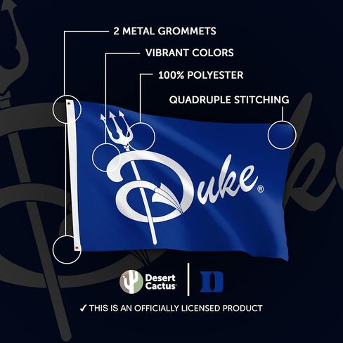 علم جامعة Desert Cactus Duke - لافتة الشياطين الزرقاء DU Duke مقاس 3 × 5 أقدام، قماش متين للاستخدام الداخلي/الخارجي، تصميم بوليستر 100% (G2) in Kuwait