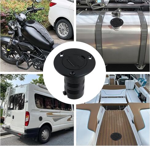 Bitray 1-1/2" 316 Stainless Boat Fuel Deck Filler Keyless Cap - Black | 38mm Marine-Grade, Spring-Lock Tab Anti-Rattle, Leak-Proof O-Ring Seal, For Boat Yacht Rv Camper, Mounting Hardware in Kuwait