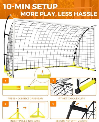 Soccer Goal for Backyard, 12×6 ft /6×4 ft Portable Soccer Goal Net, Quick Setup Soccer Goals with 1 Carry Bag in Kuwait