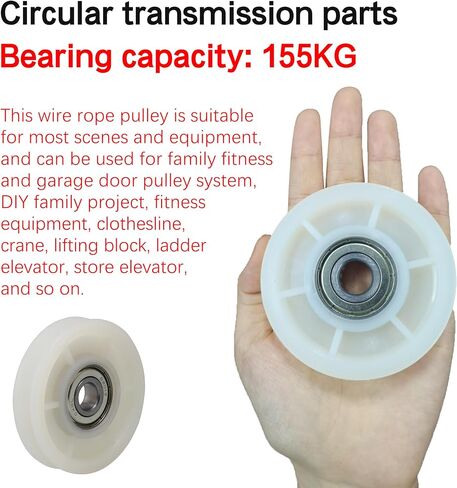 Creamy White Nylon Bearing Steel Cable Pulley Wheel Bearing V Shape Groove Idler Pulley 12x70x14mm Load-Bearing 155KG for Gym Equipment in Kuwait