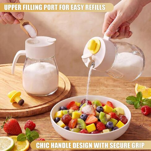 LemonRoad 30 oz Large Glass Sugar Dispenser with Pour Spout for Sugar, Coffee, Top Filling Port Design for Easy Refill, Large Capacity Sugars Container Glass Jars for Salt Kitchen Baking in Kuwait