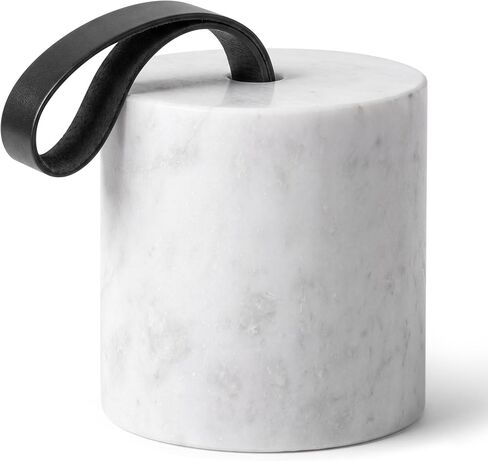 Junkin Marble Decorative Door Stop with Leather Handle, 3.54" Solid Marble Heavy Duty Door Stoppers with Non-Slip Felt Base, Natural Stone Weighted Bookend for Bedroom, Bathroom, Office Home Decor in Kuwait