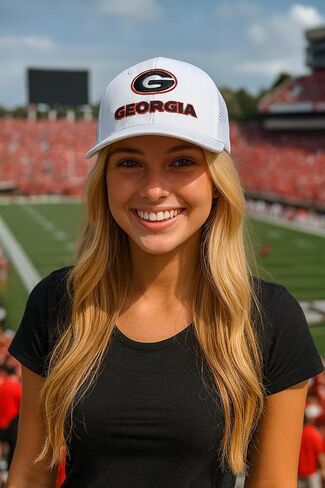 Officially Licensed University Georgia White Mesh Trucker Hat Classic Bulldogs Primary Home Team Logo Adjustable MVP Snapback Baseball Sports Ball Cap in Kuwait