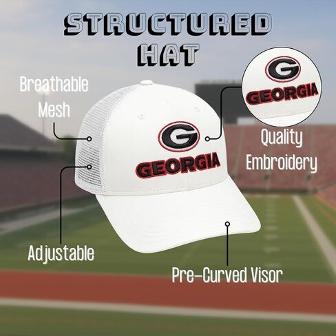 Officially Licensed University Georgia White Mesh Trucker Hat Classic Bulldogs Primary Home Team Logo Adjustable MVP Snapback Baseball Sports Ball Cap in Kuwait