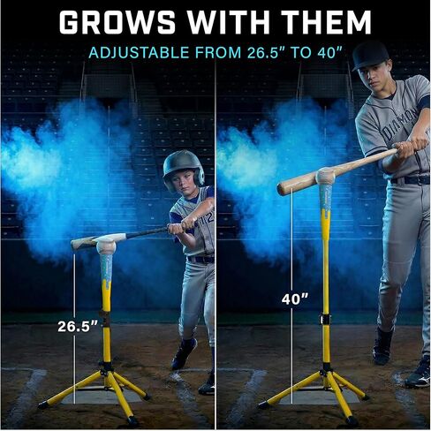 GoSports Baseball & Softball Drip Batting Tee - Adjustable (26.5" - 40") Tripod Hitting Tee with Weighted Steel Base for All Ages - Tball Practice Accessory and Baseball Training Equipment in Kuwait