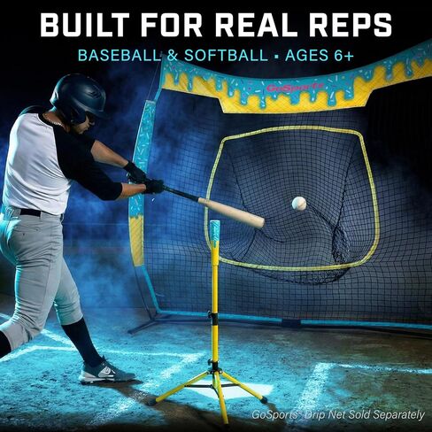 GoSports Baseball & Softball Drip Batting Tee - Adjustable (26.5" - 40") Tripod Hitting Tee with Weighted Steel Base for All Ages - Tball Practice Accessory and Baseball Training Equipment in Kuwait