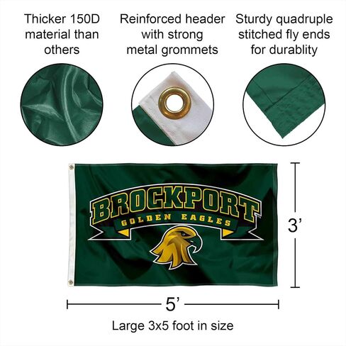 شركة College Flags & Banners Co. SUNY Brockport Golden Eagles Wordmark علم كبير بحلقة معدنية in Kuwait