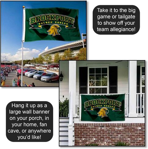 شركة College Flags & Banners Co. SUNY Brockport Golden Eagles Wordmark علم كبير بحلقة معدنية in Kuwait