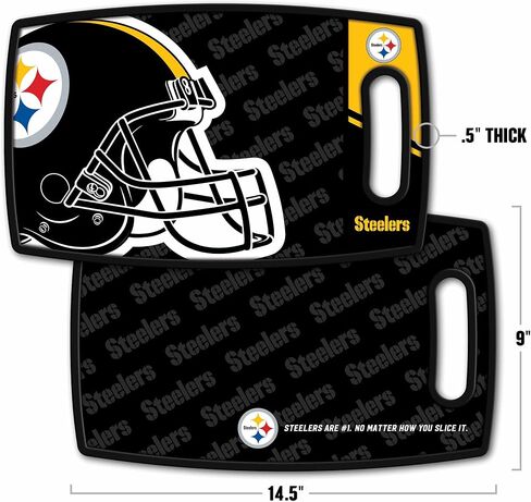YouTheFan NFL Pittsburgh Steelers Spirit Series 3-Piece BBQ Set, Stainless Steel, 22" x 9" & NFL Pittsburgh Steelers Logo Series Cutting Board in Kuwait