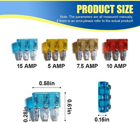 20 قطعة AMP APT ATR Micro 3-Prong Blade Fuse، مجموعة متنوعة من صمامات النوافذ الشفافة، 5A/7.5A/10A/15A استبدال الصمامات الصغيرة للشاحنة البحرية (ملونة) in Kuwait