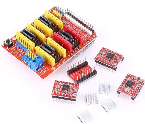 Generic CNC Expansion Board, 4Pcs A4988 Stepper Motor Driver with Removable Compatibility, Ideal for Engraver 3D Printer GRBL 0.8 Firmware in Kuwait