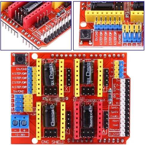 Generic CNC Expansion Board, 4Pcs A4988 Stepper Motor Driver with Removable Compatibility, Ideal for Engraver 3D Printer GRBL 0.8 Firmware in Kuwait