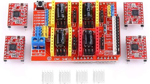 Generic CNC Expansion Board, 4Pcs A4988 Stepper Motor Driver with Removable Compatibility, Ideal for Engraver 3D Printer GRBL 0.8 Firmware in Kuwait