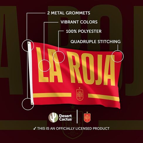 Desert Cactus Royal Spanish Football Federation Flag - 3 x 5 Feet RFEF La Roja Football Soccer Banner, Indoor/Outdoor Durable Fabric, 100% Polyester Design (Design G) in Kuwait
