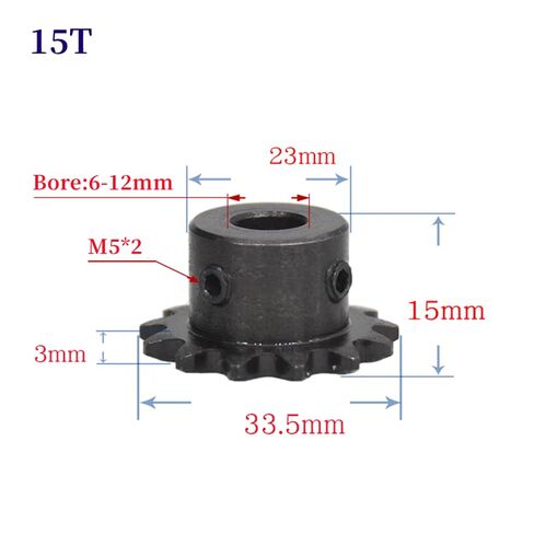 Steel Heavy Duty Motor Pinion Gear 04C 15 Teeth Industrial Sprocket Bore 6-12mm 45# Steel Two Points Chain Gear Mechanical Motor Drive(8mm) in Kuwait