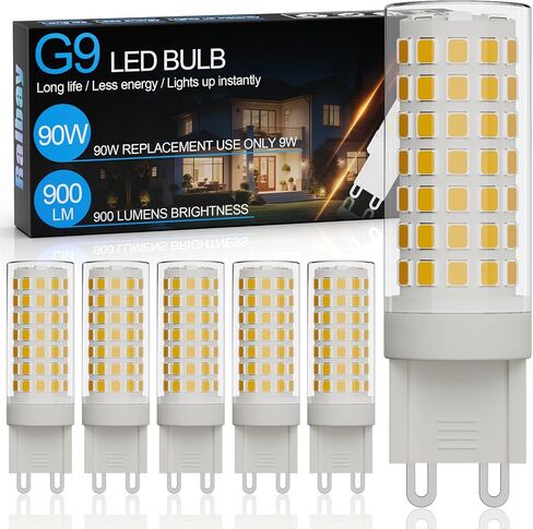 ralbay 6-pack عكس الضوء G9 مصابيح LED 9W 4000K أبيض محايد، 900LM فائقة السطوع تخلق توهجًا دافئًا مريحًا، باهتة واسعة متوافقة مع مصباح غرفة النوم وغرفة المعيشة in Kuwait