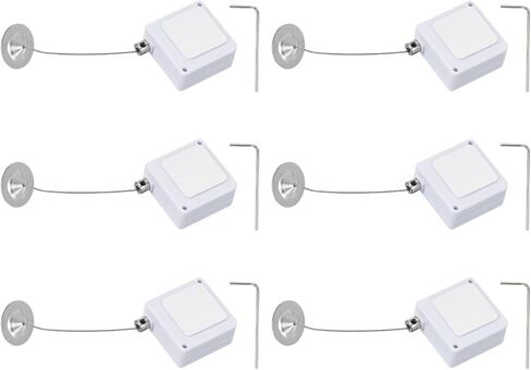 PATIKIL Retractable Remote Control Cable Tether (3.3ft / 1M, White)(6 Set) Square Remote Control Security Lanyard Lock Adjustable Locking Leash with Round Iron Cap, Suit for - TVs/Tablets in Kuwait