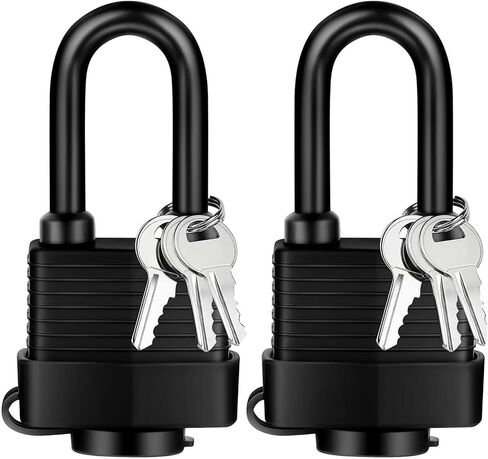 [2 Packs] Long Shackle Padlocks with 3 Keys, Heavy Duty, Waterproof | Waterproof Rust Resistant Heavy Duty Locks for Outdoor Storage, Fence, Gate, Shed, Garage in Kuwait