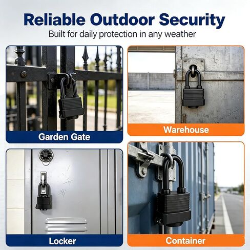 [2 Packs] Long Shackle Padlocks with 3 Keys, Heavy Duty, Waterproof | Waterproof Rust Resistant Heavy Duty Locks for Outdoor Storage, Fence, Gate, Shed, Garage in Kuwait