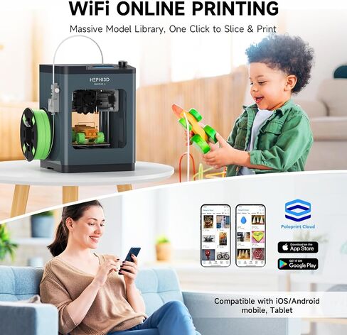 TINA2 Plus 3D Printer with WiFi Cloud, HEPHI3D DIY 3D Printers 250mm/s High Speed, Auto Leveling Mini 3D Printer for Beginners and Kids, Fully Assembly 3D Printers Open Source for Home, Office, School in Kuwait