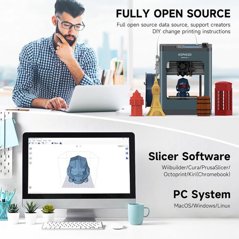 TINA2 Plus 3D Printer with WiFi Cloud, HEPHI3D DIY 3D Printers 250mm/s High Speed, Auto Leveling Mini 3D Printer for Beginners and Kids, Fully Assembly 3D Printers Open Source for Home, Office, School in Kuwait