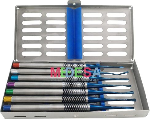 مصعد الجذر في كاسيت الفولاذ المقاوم للصدأ Proximators Luxating Elevators PDL Root Elevators 7 Pcs in Kuwait