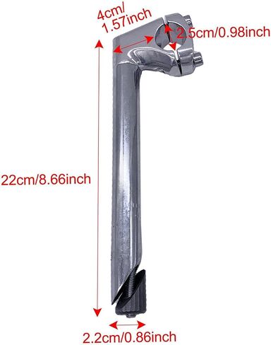 Light Bike Quill Stem Threaded Gooseneck 1" Fork BMX40mm Stem, Silver in Kuwait