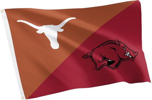 صبار الصحراء تكساس أوستن × علم أركنساس - 3 × 5 أقدام UT Longhorns x UA Razorbacks راية، نسيج متين داخلي/خارجي، 100% بوليستر (منافسي المنزل) in Kuwait