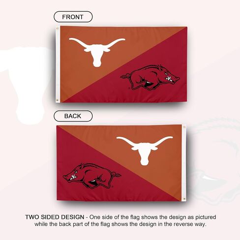 صبار الصحراء تكساس أوستن × علم أركنساس - 3 × 5 أقدام UT Longhorns x UA Razorbacks راية، نسيج متين داخلي/خارجي، 100% بوليستر (منافسي المنزل) in Kuwait