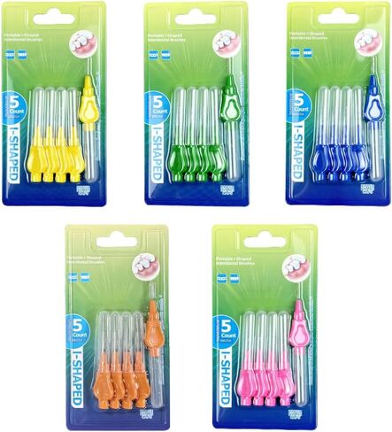 20pcs Interdental Brushes, Short Handle I-Shaped Soft Bristled Dental Picks, Reusable Floss Pick Orthodontic Teeth Clean Between Teeth Mini Oral Care Tool (Blue（1.0-1.2mm）) in Kuwait