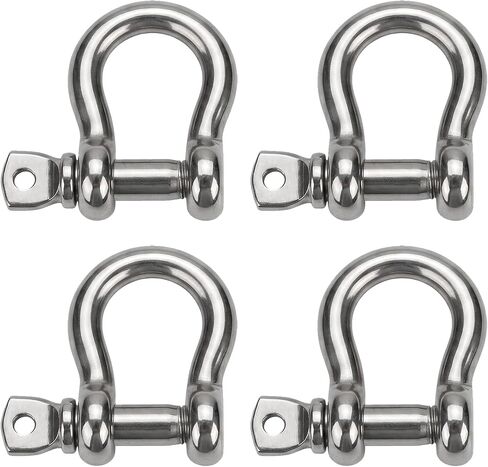 OULEME 1/4" 5/16" 3/8" 1/2" تكبل مقوس، تكبل على شكل حرف D من الفولاذ المقاوم للصدأ من الدرجة البحرية 316، تكبل مرساة شديد التحمل للقوارب، المراكب الشراعية، السلسلة، الحزام والتزوير، 4 عبوات in Kuwait