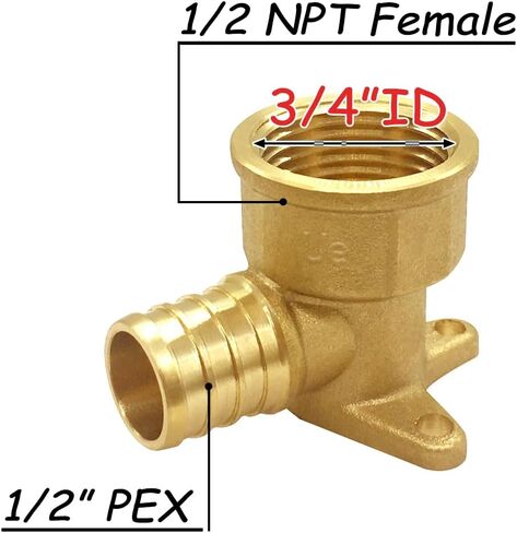 Uenede 3 قطعة LF النحاس 1/2 بوصة PEX Barb إلى 1/2 NPT أنثى مع انخفاض الأذن 90 درجة الكوع اقتران الأنابيب تجعيد المناسب in Kuwait