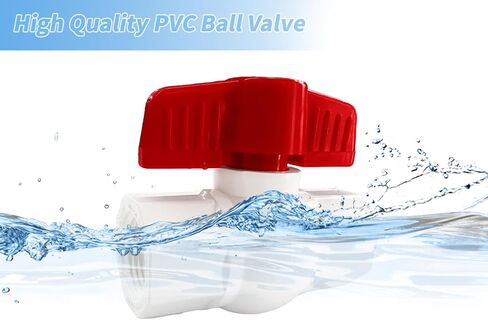 LESSO 1-1/2 بوصة PVC صمام كروي بخيط أنثى، صمام إغلاق المياه البلاستيكي كامل المنفذ، للسباكة والري، SCH40 أبيض (صمامات كروية لولبية، 1-1/2 بوصة) in Kuwait