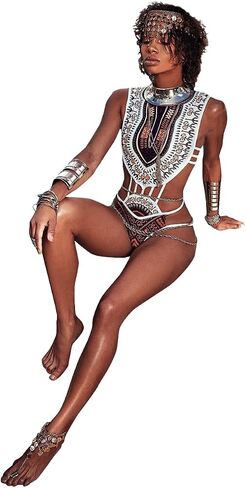 Women's One Piece African Print Swimsuit Bohemia Non-Padded Cut Out Sexy High Waisted Swimsuit Bathing Suit in Kuwait
