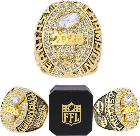Fantasy Football Ring 2026 Heavy FFL Champion Trophy Ring Award Trophy for Fantasy Football League Winner in Kuwait