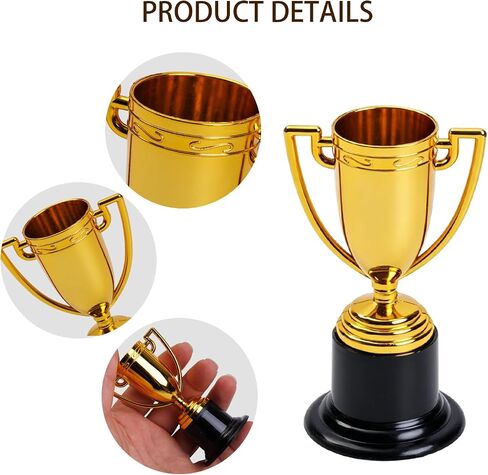6-Pack Mini Gold Trophy Cups for Competitions & Ceremony Parties | ﻿6 pack 3.74 Inch mini gold award trophies with DIY sticker space — suitable for sports, spelling bees and themed parties in Kuwait