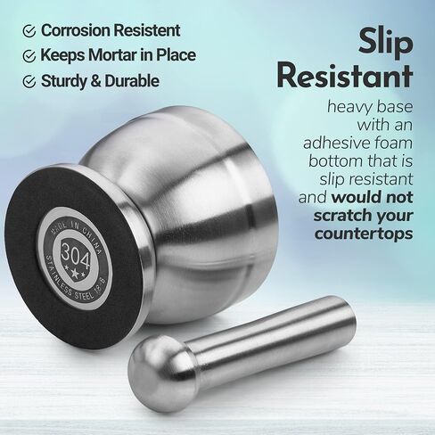 Pill Crusher - 304 Food Grade Stainless Steel Mortar and Pestle Medicine Grinder Set - Non-Slip Splitter to Easily Crush Medicine Pills Tablets Vitamins to Fine Powder for Adults, Seniors, Dogs, Pets in Kuwait